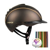 Reithelm MISTRALL-2 Casco Dunkelbraun L-XL (60-63cm) + MyStyle Wechselstreifen Casco lila Reflex Größe 2