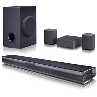 LG SQC4R 4.1 Soundbar (220W) mit kabellosem Subwoofer und Rücklautsprechern (Adaptive Sound Control, Bluetooth), Schwarz