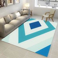 Xiaosua Teppich Kinderzimmer Blau Teppich Wohnzimmer Blau Rechteckiges Geometrisches Muster Teppich Schlafzimmer Wasch Bar Teppich+Wohnzimmer 200X300Cm Schreibtisch Teppich 6Ft 6.7''X9Ft 10.1''