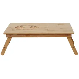 Mendler Laptoptisch HWC-B81, Notebooktisch Betttisch Klapptisch mit Lüftungslöcher faltbar höhenverstellbar, Bambus