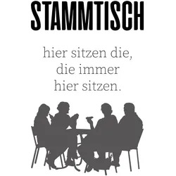 Wanddekoobjekt QUEENCE "STAMMTISCH", schwarz, B:20cm H:30cm T:0,1cm, Stahl, Wanddekoobjekte, Stahlschild, Blechschild, Spruch, Witzig, Wanddeko, retro, 20x30cm