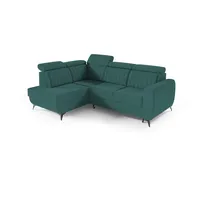 MOEBLO Ecksofa MOSTA II, Couch für Wohnzimmer, Schlafsofa Sofagarnitur Sofa Eckcouch L-Form Wohnlandschaft, Verstellbaren Kopfstützen- (BxHxT): 268x93/109x204 cm, mit Schlaffunktion und Bettkasten grün