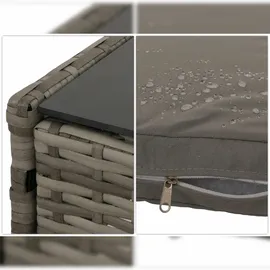 Mendler Poly-Rattan Garten-Garnitur HWC-N98, Sitzgruppe Lounge-Set, Metall Glas Stoff/Textil (180g/m2) ~ grau, Kissen hellgrau