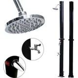 SWANEW Solardusche runder Duschkopf Outdoor Dusche bis 60°C Einstellbare Temperatur inkl. Montagematerial Pooldusche für den Garten 20L Ohne