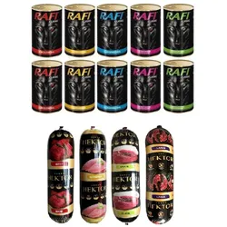 Rafi Classic in Soße MIX 10x1240g + Premium Hektor Hundefutter Riegel MIX 4x900g