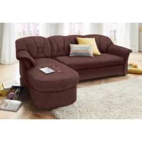 DOMO collection Ecksofa »Elva, zeitlose Formensprache, elegante Rückensteppung, L-Form«, wahlweise mit Bettfunktion und Federkern braun
