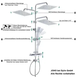 dylin gmbh Regendusche Duschsystem ohne Duscharmatur Chrom 35*25cm