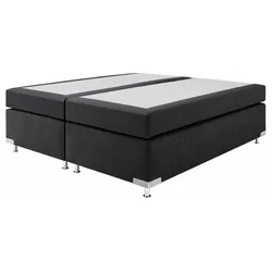 Boxspringbett "Holland", schwarz, B:182cm L:201cm, Microvelours (100% Polyester), WESTFALIA SCHLAFKOMFORT, Komplettbetten, Boxspringbett, ohne Kopfteil, frei im Raum stellbar