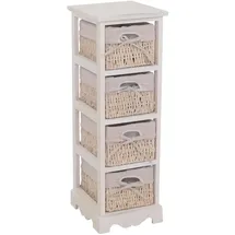 Mendler Regal Kommode mit 4 Korbschubladen 74 x 25 x 28 cm Weiß