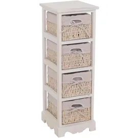Mendler Regal Kommode mit 4 Korbschubladen 74 x 25 x 28 cm Weiß