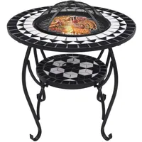 vidaXL Feuertisch Mosaik Ø 68 cm Schwarz