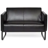 HJH Office Loungesofa BALI BLACK Gestell schwarz Kunstleder glatt 2-Sitzer schwarz