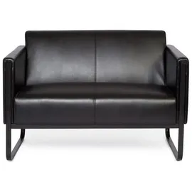 HJH Office Loungesofa BALI BLACK Gestell schwarz Kunstleder glatt 2-Sitzer schwarz