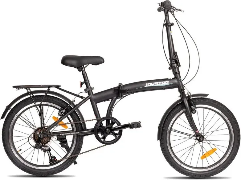 JoyStar Super, 6-Gang-Faltfahrrad für Erwachsene, 20 Zoll, aus leichtem, hochwertigem Stahl, Doppel-V-Bremse, für Camping und Pendeln, Schwarz