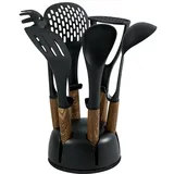 Schäfer 7-tlg. Küchenhelfer-Set Ergonomische Griffe Küchenbesteck Küchenhelfer Küchenutensilien Set Holz Optik