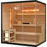 Artsauna Vorbestellung: Artsauna Saunakabine Vantaa 175 mit Salzstein - Indoor Sauna 4 Personen, 8 kW Ofen, Glasfront,