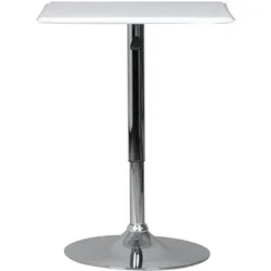KADIMA DESIGN Stehtisch Bistrotisch Kunstleder Weiß höhen-verstellbar quadratisch, Design Bartisch Chrom robust eckig, Stehtisch Messetisch modern, Partytisch