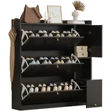 stilvora Schuhschrank 119 x 122 x 24 cm mit Sitzbank / schwarz