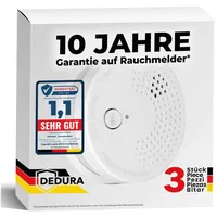 Dedura Rauchmelder 3er Set mit 10 Jahre Garantie BSI