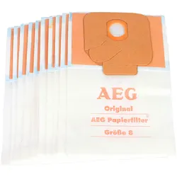 10 Staubsaugerbeutel für AEG, Omega  - Ersatz für Swirl A03 O90 (AEG Größe 8)