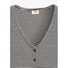 Levi's V-Shirt LEVI'S, Damen, Gr. XL (42), beige (vanilla stripe cavia), Feinripp, Obermaterial: 97% Baumwolle, 3% Elasthan, unifarben, gerade taillenbedeckt, V-Ausschnitt, Shirts, mit Knopfleiste