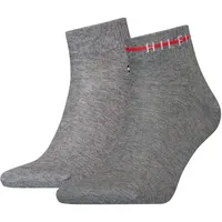 2er Pack TOMMY HILFIGER Stripe Quarter Socken Herren 002 - mid grey melange 39-42
