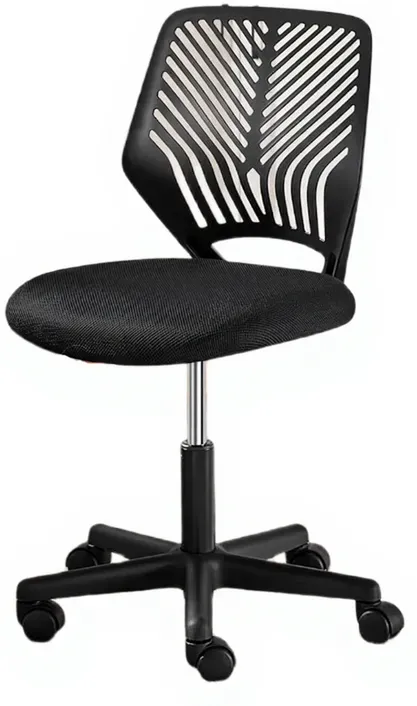 Yaheetech Drehbarer Bürostuhl ohne Armlehnen mit Rückenlehne, höhenverstellbar, 136 kg Belastbarkeit, 50 x 55 x 79–92 cm, schwarz