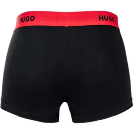 Hugo Herren Boxer Shorts, 3er Pack - Trunks Triplet Pack, Logo, Cotton Stretch Schwarz/Weiß/Rot L