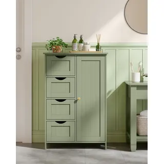 VASAGLE Badezimmerschrank, schmaler Badschrank, Beistellschrank, Kommode, mit 4 Schubladen, Schranktür, verstellbare Ablage