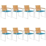 vidaXL Gartenstühle 8 Stk. mit Kissen Massivholz Teak