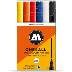 Molotow 200230, Schwarz, Blau, Orange, Rot, Weiß, Gelb, Orange, Rot, Rund, 2 mm,