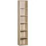 Woltu Bücherregal mit 6 Fächern, Würfelregal freistehend, Standregal, Büroregal Aufbewahrungsregal Aktenregal, aus Holzwerkstoff, 30x158,5x24 cm(BxHxT),