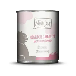 MJAMJAM Leckere Mahlzeit 800g Dose Katzennassfutter 6 x 800 Gramm köstliche Garnelen an saftigem Hühnchen