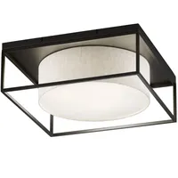 MeineWunschleuchte Deckenleuchte eckig 70x70cm groß mit Leinen Stoffschirm Beige