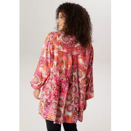aniston plus Schlupfbluse mit extravaganten farbenfrohes Blumen-Paileydessin Lila/Orange/Pink/Schwarz 52