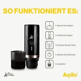 aqiila Coffeebird Portable espresso machine Kaffeemaschine Schwarz Fassungsvermögen Tassen=5 für unterwegs / portable