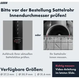 Aaron Spring Federsattelstütze mit 27,2 mm Durchmesser | Gefederte Aluminium Sattelstütze mit 350mm Länge | Fahrrad Sattelstütze gefedert für E-Bike, MTB, Trekking Citybike u.v.m. schwarz