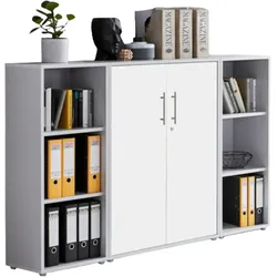Aktenschrank Office Edition Sw Set 2 niedrig Grau/Weiß