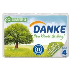 Danke Haushaltsrollen aus 100%-Recyclingpapier 3541010 , 1 Packung = 4 Küchenrollen à 45 Blatt