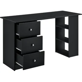 [en.casa] Schreibtisch 120x50x72cm Bürotisch mit Schubladen Schwarz Ablage Regal PC Tisch [en.casa] - Schwarz