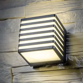 Gtv 10w LED Außen Fassaden Leuchte grau/schwarz 11x11x10cm 1000 Lumen