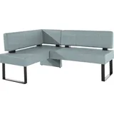 OTTO home Eckbank OTTO HOME "Oliver mit Metallgestell, Küchenbank", blau (hellblau (fantasy 8214), schwarz), B:220cm H:89cm T:160cm, Holzwerkstoff, Massivholz, Polyester, Sitzbänke, Eckbank, verschiedene Bezüge Cord Esszimmerbank OTTOs Choice