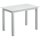 vito Esstisch DASH 110-170 x 70 cm Glasplatte weiß - Metallgestell grau gepulvert
