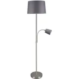 meineWunschleuchte Stehlampe mit Leselampe & Stoffschirm Höhe 170cm, Lesearm, ohne Leuchtmittel, große Designklassiker Steh-Leuchte für Lese-Ecke stehend, Höhe: 170cm grau|silberfarben Ø 40 cm x 170 cm