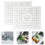 thirei Spülbeckeneinlage Gummi, 2 Stück Spülbeckeneinlage,31 x 26 cm Spülbeckenmatte Sink Mat, Spülmatte Gummi, für Küche und Bad, Grau Spülmatte für Spülbecken