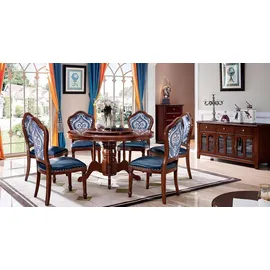 aea Esszimmer Runde Tische Esstisch Design Tisch Möbel Massivholz Luxus Echtholz - Braun