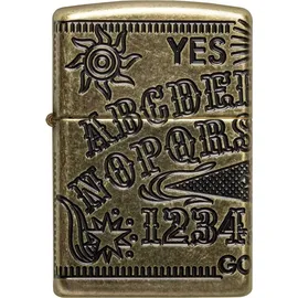 Zippo Sturmfeuerzeug - Ouija Board, Antique Brass, MultiCut - Nachfüllbar - Wiederverwendbar - Windfestes Design - Geschenkbox - Made in USA