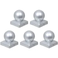 h2i Pfostenkappe Kugel | Stahl verzinkt | 91 x 91 mm | 5 Stück | Eckige Abdeckkappe für Garten Holzpfosten Pfostenträger & Zaunpfosten in Pyramidenform | Wetterschutz für Holz-Balken & Pfosten