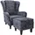Supellex Ohrensessel Sofia Polyester 70 x 100 x 80 cm Anthrazit mit Hocker