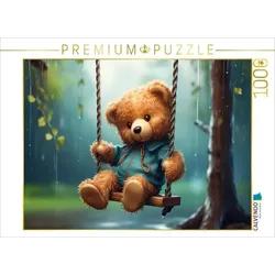 CALVENDO Puzzle Teddybär auf der Schaukel | 1000 Teile Lege-Größe 64x48cm Foto-Puzzle für glückliche Stunden